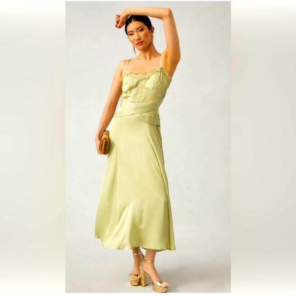 Anthropologie Dresses & Skirts - NWT ANTHROPOLOGIE LET ME BE A-LINE LACE TRIMMED MIDI DRESS. Size large